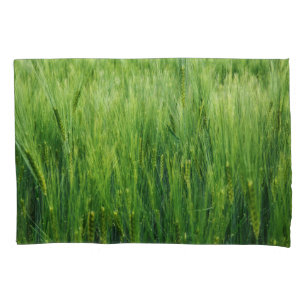 Green barley field, spring closeup. pillowcase
