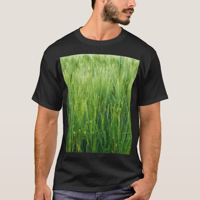 Green barley field, spring closeup. T-Shirt (Front)