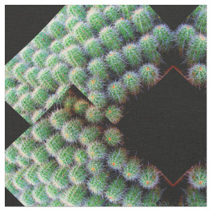 green barrel cactus black diamond pattern fabric