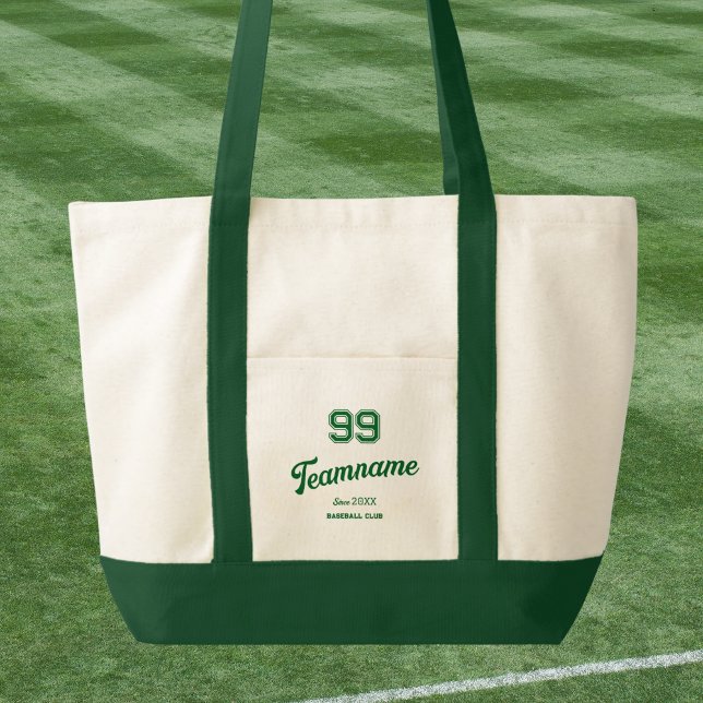 Green Baseball Custom Player Number & Team Name Tote Bag (Creator Uploaded)