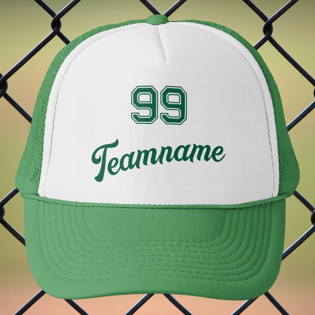 Green Baseball Custom Player Number & Team Name Trucker Hat (Creator Uploaded)