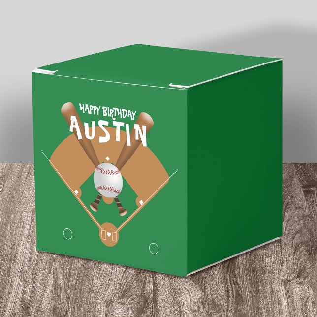 Green Baseball Field Happy Birthday Favour Box (Creator Uploaded)