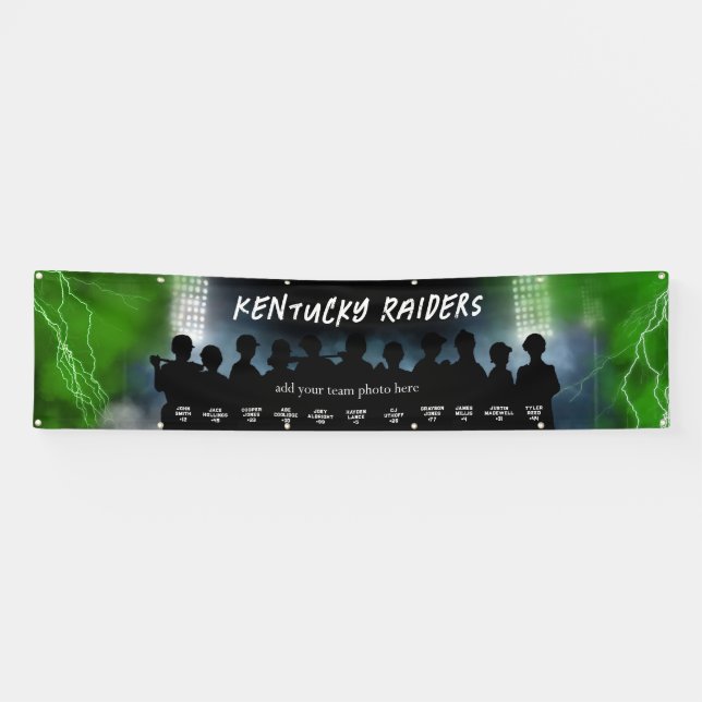 Green Baseball Softball Dugout Banner Sports Team (Horizontal)