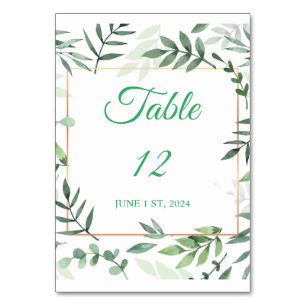 Green Basil Leaves Border Thunder_Cove Table Number