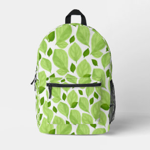 Green Basil Leaves Hand drawn Pattern Printed Backpack