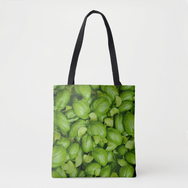 Green basil leaves tote bag (Front)