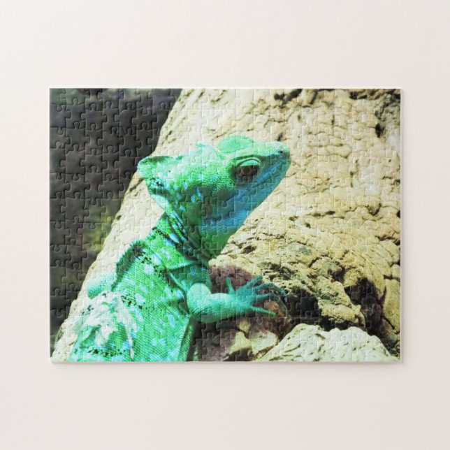 Green basilisk lizard reptile jigsaw puzzle (Horizontal)