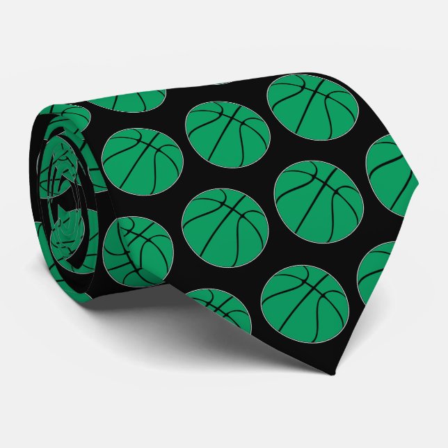 Green Basketball Coach or Player Team Banquet Tie (Rolled)