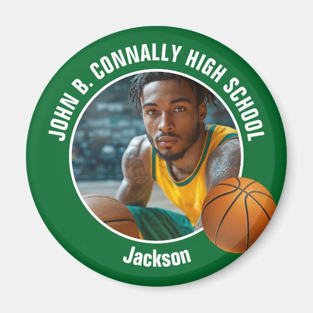 Green Basketball Player High School Photo Magnet (Front)