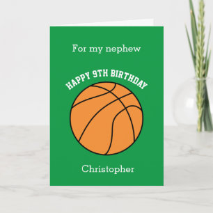Green Basketball Sport 9th Birthday Card