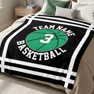 Green Basketball Team Name & Player Number Sports Fleece Blanket