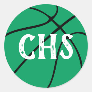 Green Basketball Team Party, Pep Rally or Event Classic Round Sticker