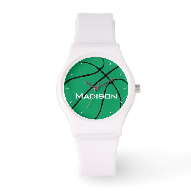 Green Basketball Womens Custom Team or Player Name Watch (Front)