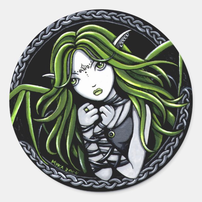 "Green Bat" 3" Round Stickers (Front)
