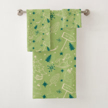 Green Bath Towels Set