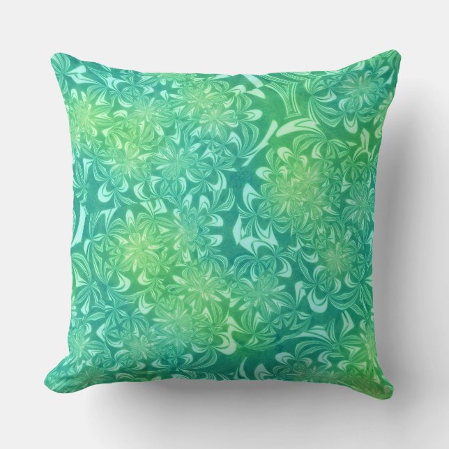 green batik flowers pillow (Front)