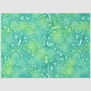 green batik flowers tissue paper
