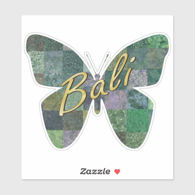 Green Batik Patchwork Butterfly Sticker (Sheet)