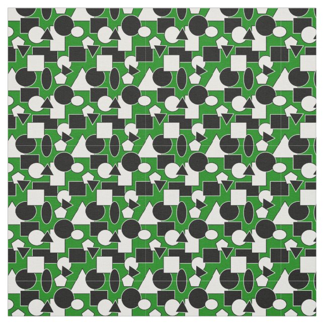 Green Bauhaus Collage  Fabric (Swatch)