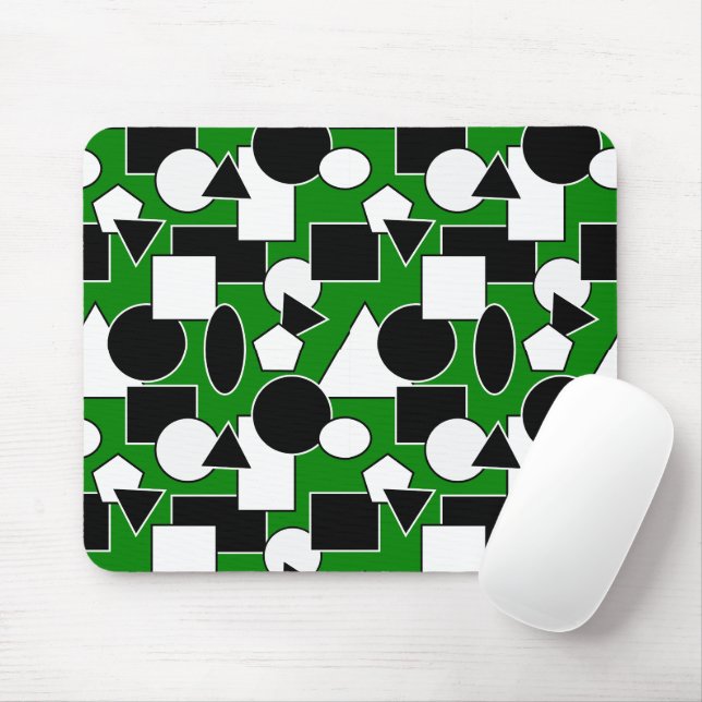 Green Bauhaus Collage  Mouse Mat (With Mouse)