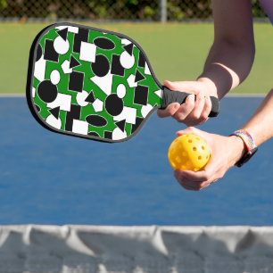 Green Bauhaus Collage  Pickleball Paddle