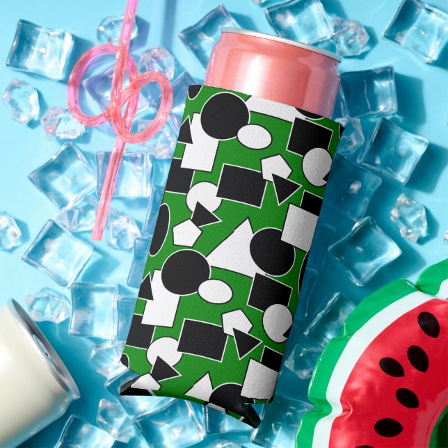 Green Bauhaus Collage  Seltzer Can Cooler (In Situ Summer)