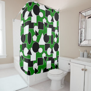 Green Bauhaus Collage  Shower Curtain