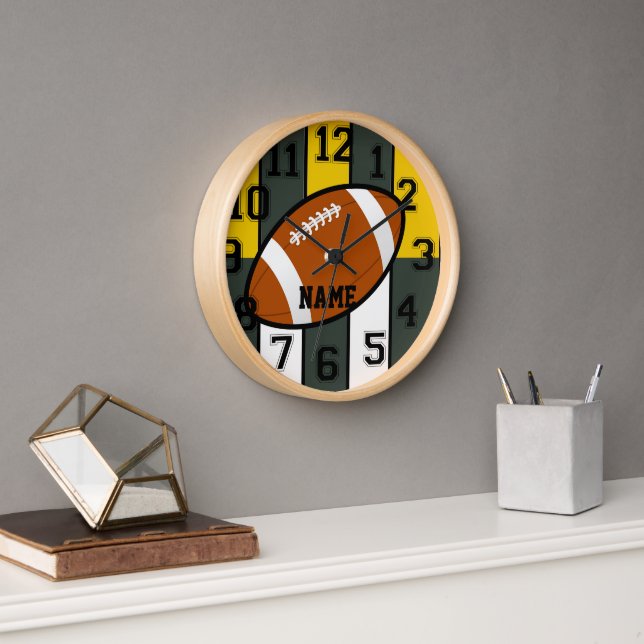Green Bay Colours Football Wall Clock (Office)