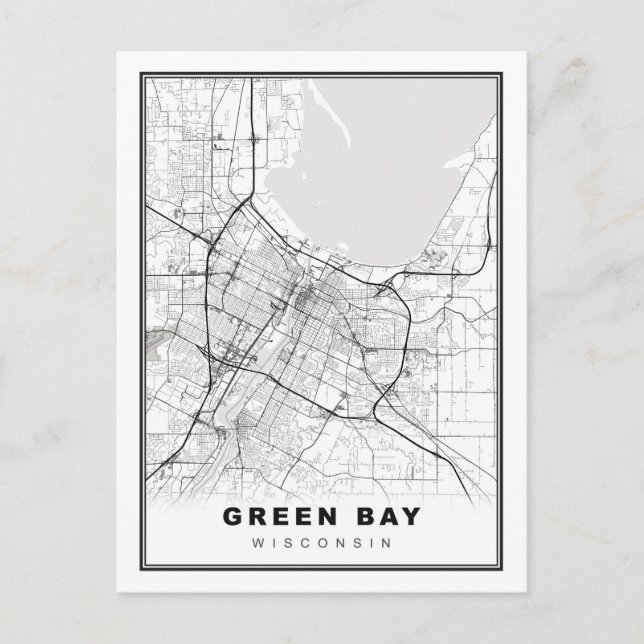 Green Bay Map Postcard (Front)