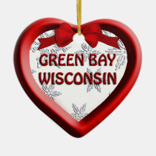 Green Bay Wisconsin Heart Christmas Ornament