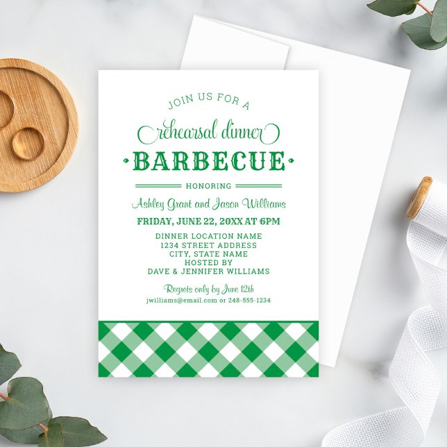 Green BBQ Wedding Rehearsal Dinner Barbecue Invitation (Creator Uploaded)
