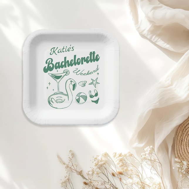 Green Beach Bachelorette Party Paper Plates (Creator Uploaded)