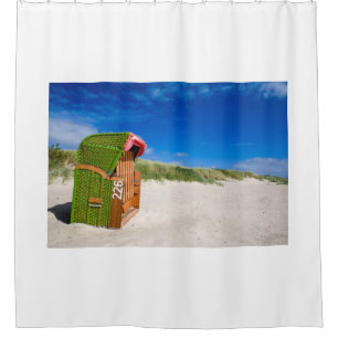 Green Beach chair at the North Sea Shower Curtain