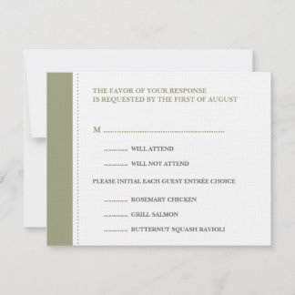 Green beaded border wedding RSVP response card