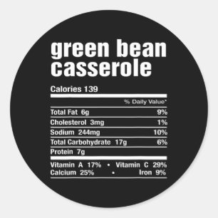 Green Bean Cerole Funny Thanksgiving Christmas Mat Classic Round Sticker
