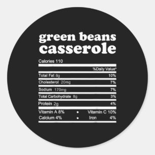 Green Bean Cerole Nutrition Facts Thanksgiving Nut Classic Round Sticker