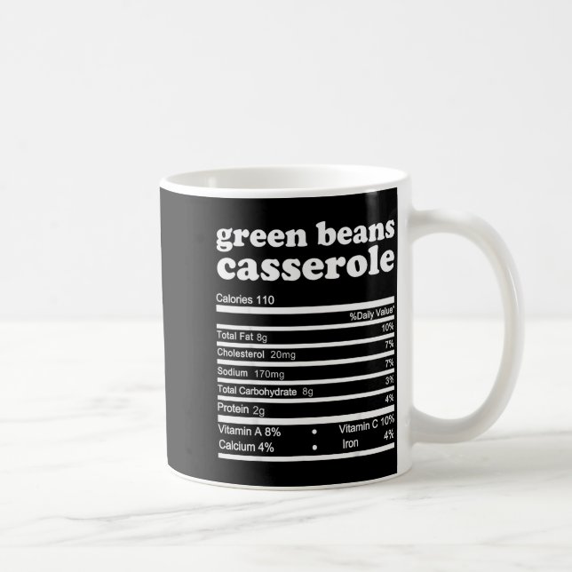 Green Bean Cerole Nutrition Facts Thanksgiving Nut Coffee Mug (Right)