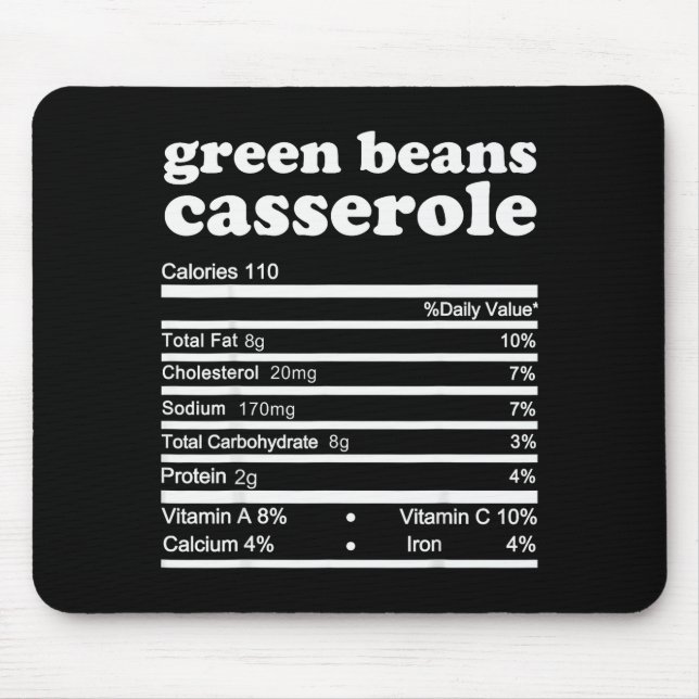Green Bean Cerole Nutrition Facts Thanksgiving Nut Mouse Mat (Front)