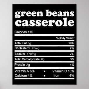 Green Bean Cerole Nutrition Facts Thanksgiving Nut Poster