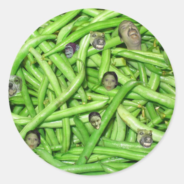 Green Bean Heads! Classic Round Sticker (Front)