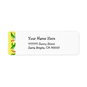 Green Bean Yellow Checks Country Address Labels