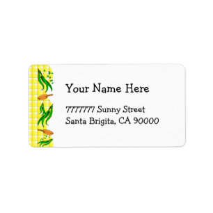Green Bean Yellow Checks Retro Address Labels