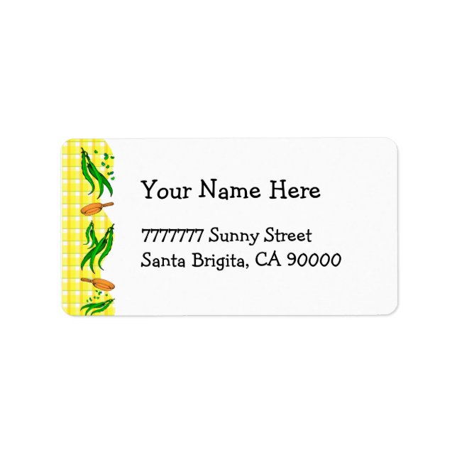 Green Bean Yellow Checks Retro Address Labels (Front)