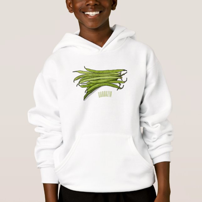 Green beans cartoon illustration  (Front)