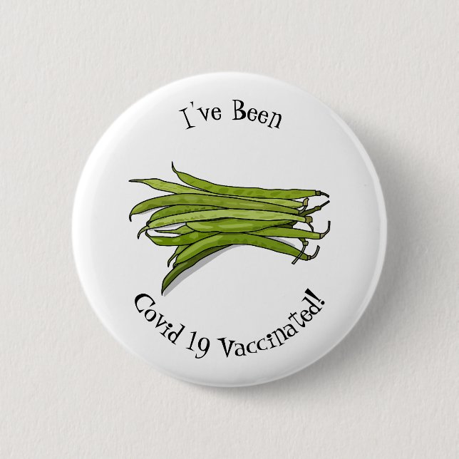 Green beans cartoon illustration 6 cm round badge (Front)