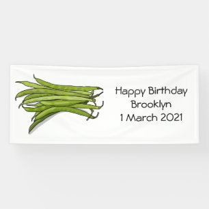 Green beans cartoon illustration banner