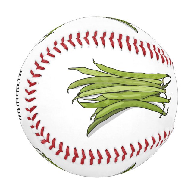 Green beans cartoon illustration  baseball (Front Left)