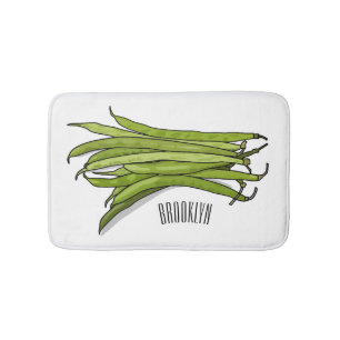 Green beans cartoon illustration  bath mat