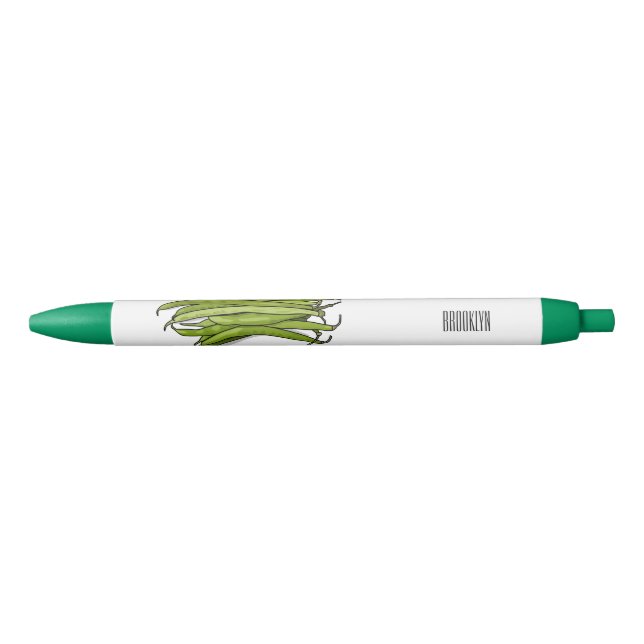Green beans cartoon illustration  black ink pen (Front)