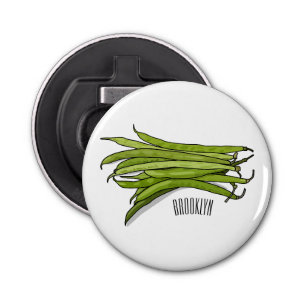 Green beans cartoon illustration  bottle opener